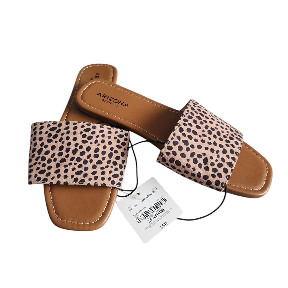 Arizona Jean Co Leopard Print Slip On Sandals Size 7.5 NWT Great Gift Idea🎁
